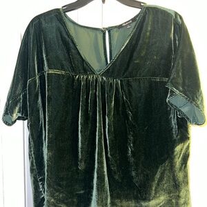 Madewell Women’s size Small Deep Green Velvet Blouse Like New top shirt